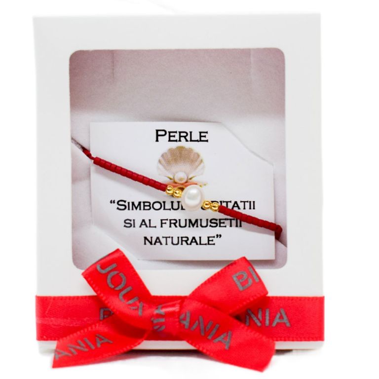 Martisor Bratara Miyuki Rosu Perla