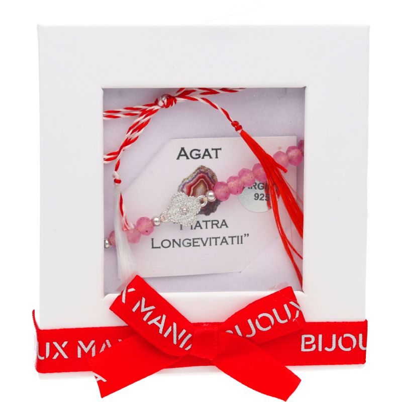 Martisor Argint Bratara  Trifoi si Agat