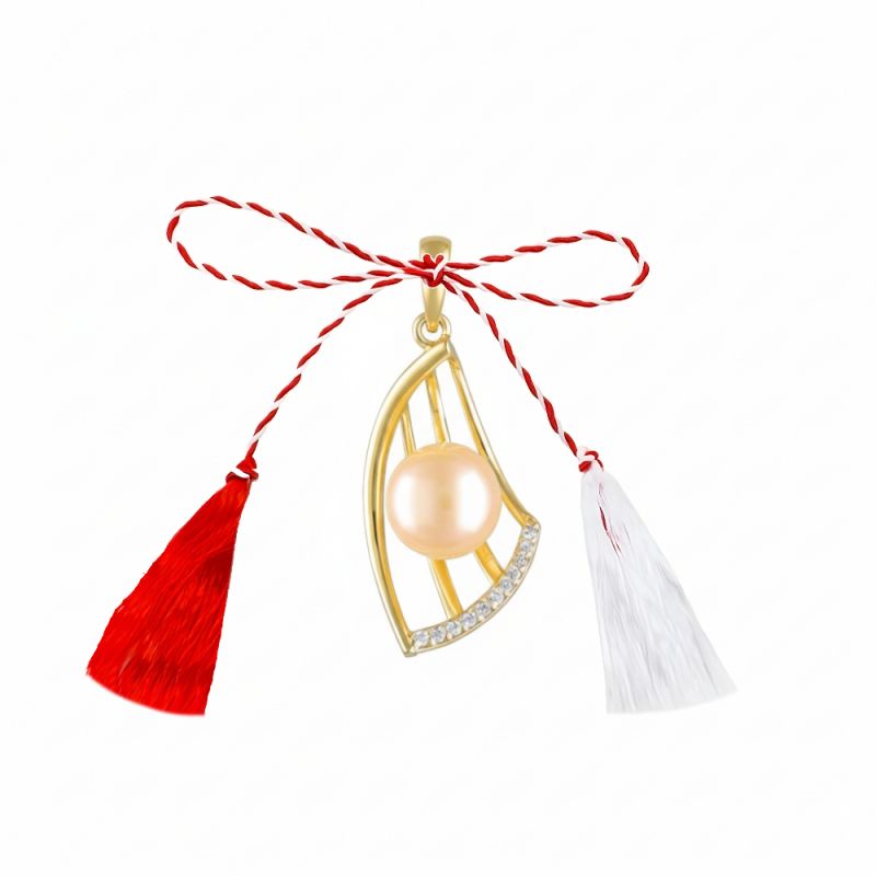 Martisor Pandantiv Triunghi Perla 8 mm