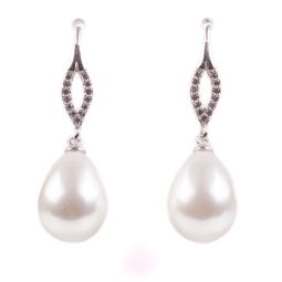 Cercei Argint White Drop