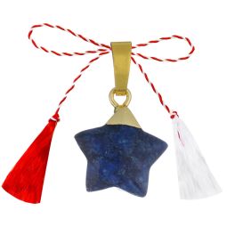 Martisor pandantiv cupru placat auriu lapis lazuli stea 16 mm