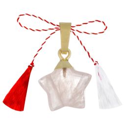 Martisor pandantiv cupru placat auriu cuart roz stea 16 mm