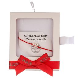 Martisor bratara swarovski 5752 Clover Bead 8 mm Crystal AB fir textil rosu 0.8 mm