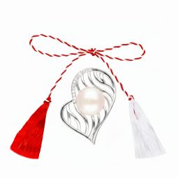 Martisor Argint Pandantiv Inima Perla 10 mm