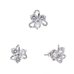 Set argint 925 cercei si pandant White Flower 8 mm