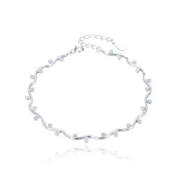 Bratara argint Chained Leaves 21 cm