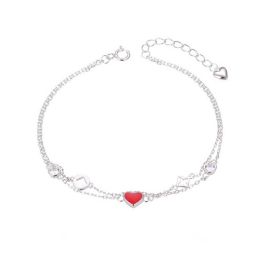 Bratara argint 925 Red Heart 20 cm