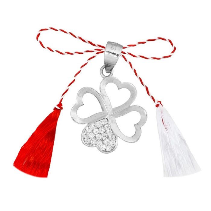 Martisor Argint Pandantiv Trifoi Zirconiu