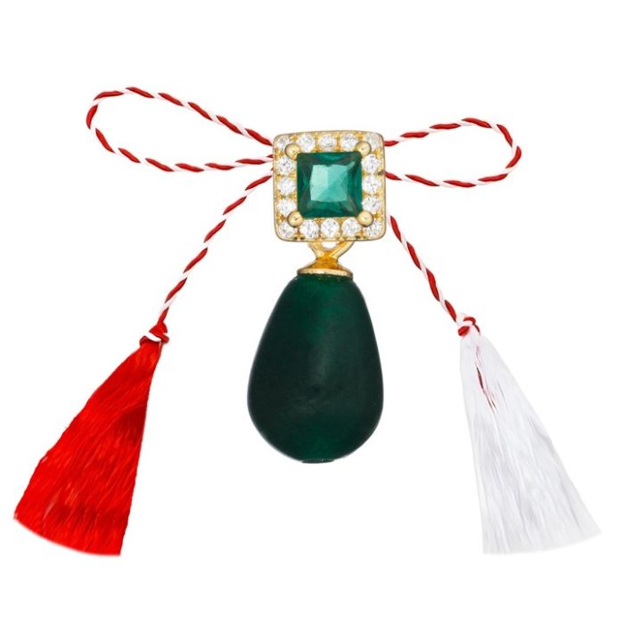 Martisor Argint Pandantiv Jad Verde Emerald