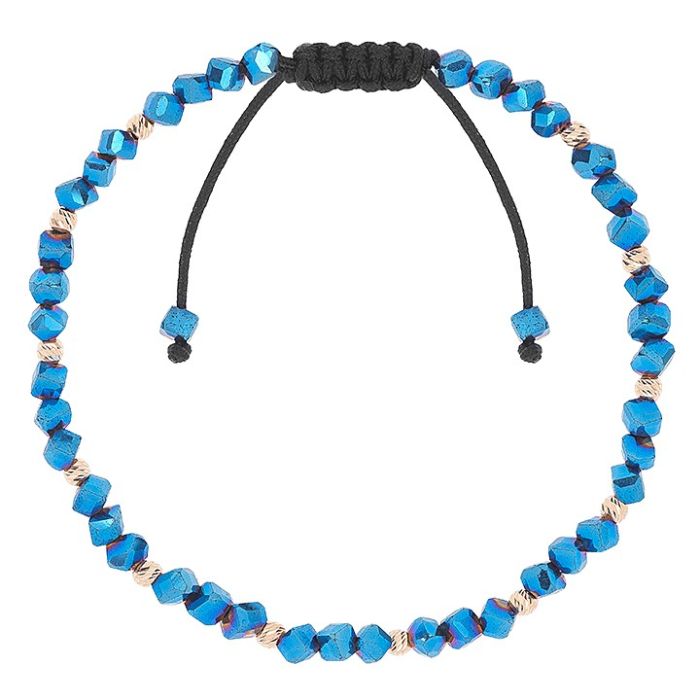 Bratara aur 14 K Hematit placat albastru 18 cm