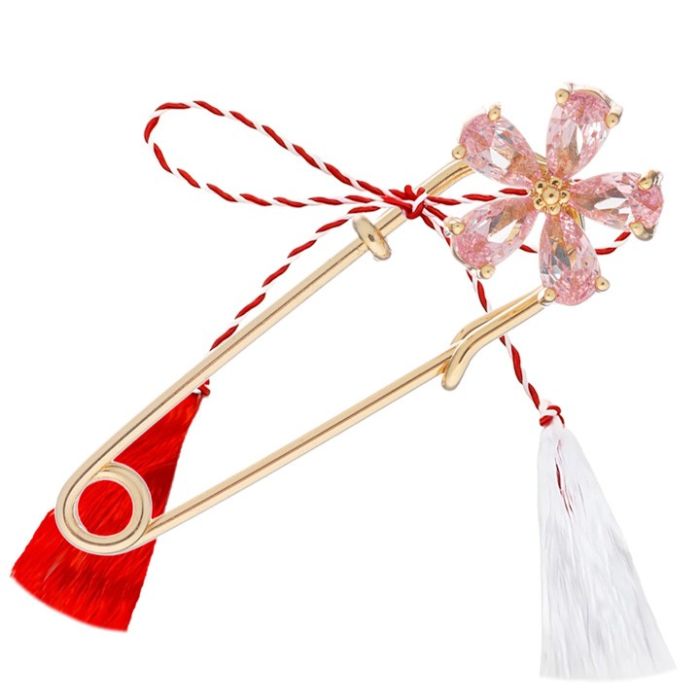 Martisor Brosa Floare Zirconiu Roz