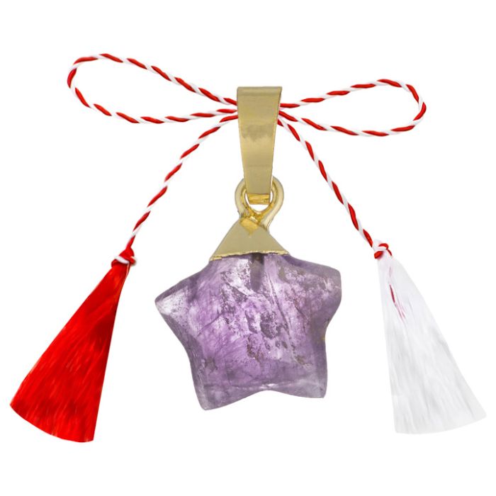 Martisor pandantiv cupru placat auriu ametist stea 16 mm