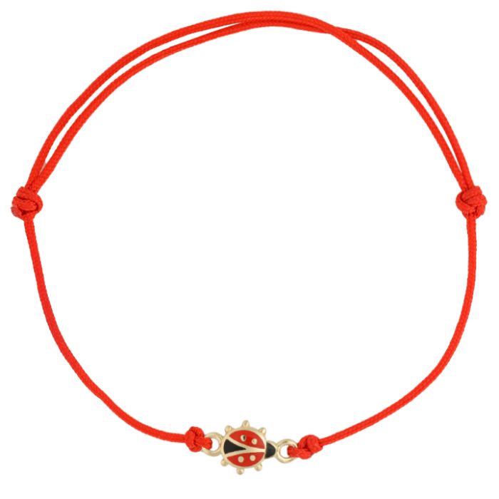 Martisor bratara link aur 14K gargarita email rosu si negru 7x13 mm