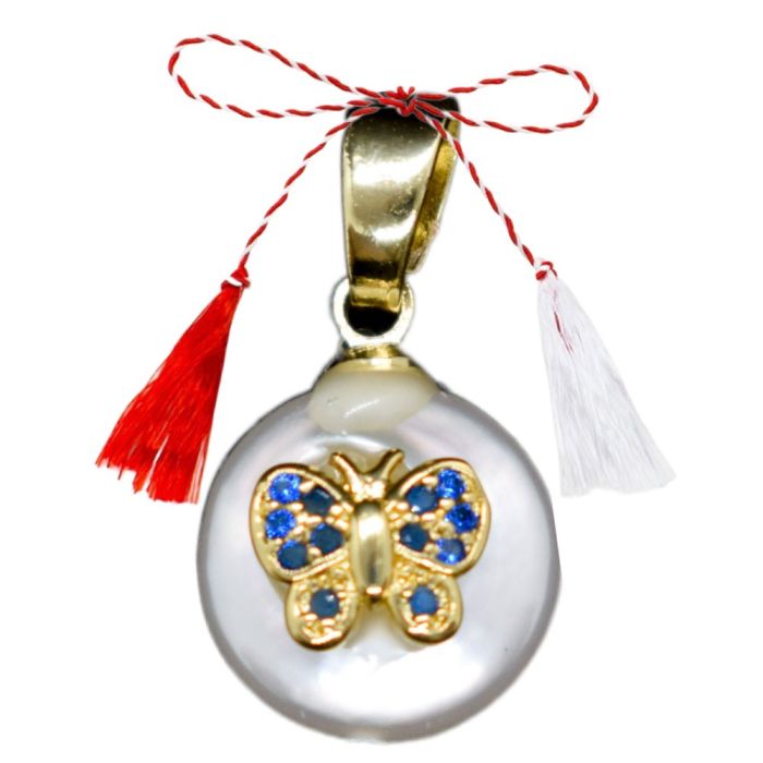 Martisor Pandantiv Perla Baroc Fluture Zirconiu