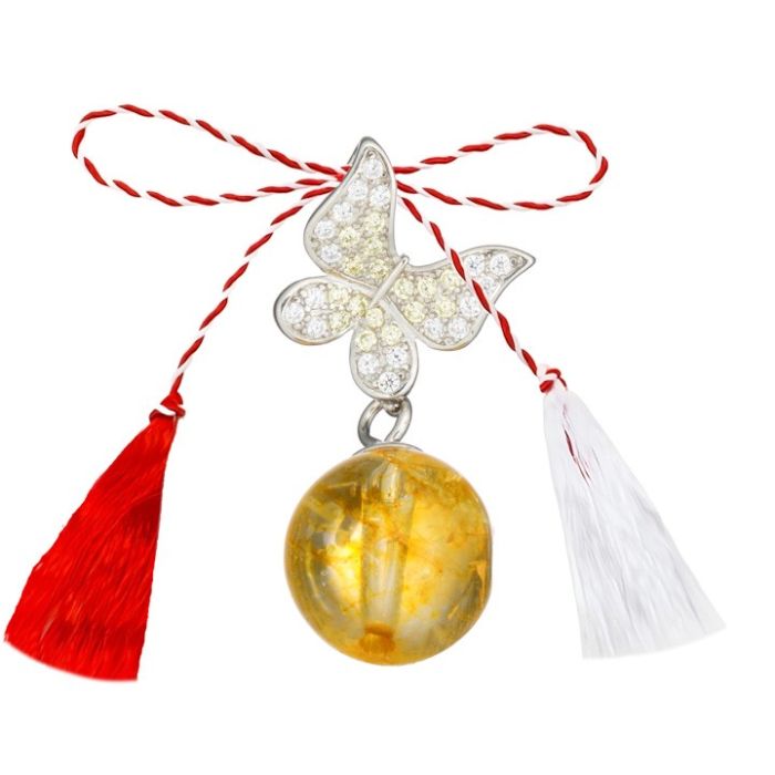 Martisor Argint Pandantiv Fluture Si Citrin