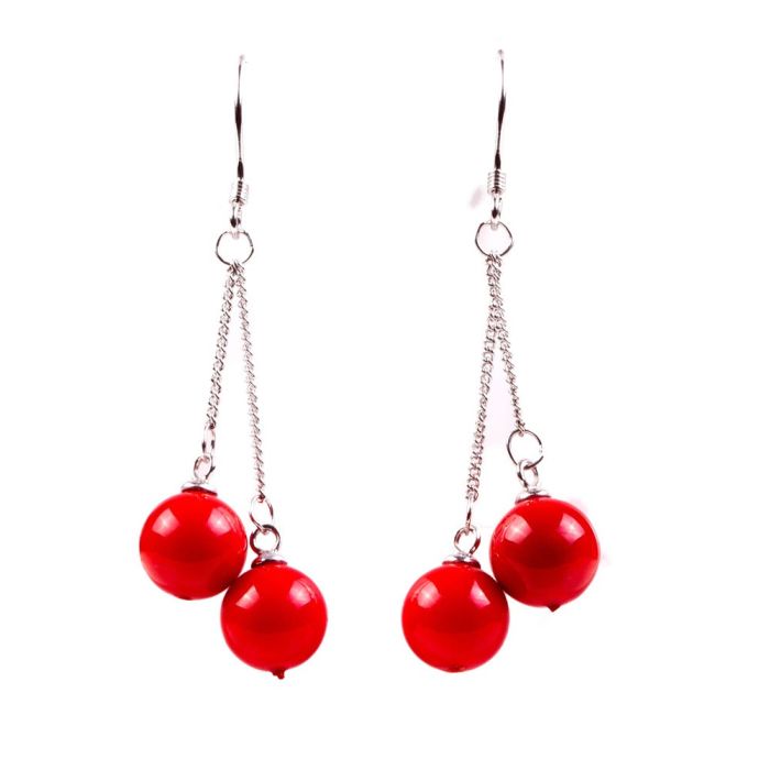 Cercei Argint Cherry Coral