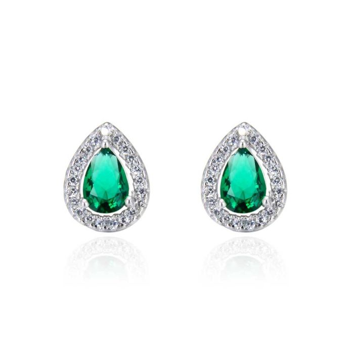 Cercei argint Emerald Teardrop 1 cm