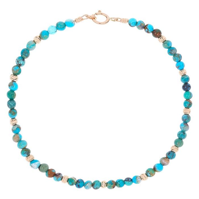 Bratara aur 14 K Turcoaz natural 18 cm