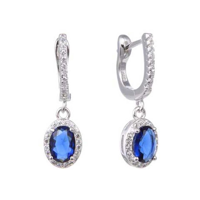 Cercei argint 925 Royal Blue 24 mm